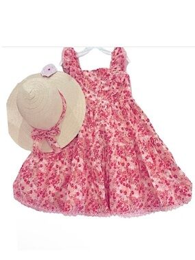 🆕- btween- Kids Floral Dress with Matching Brim Sun Hat. Size: 6 Beautiful.